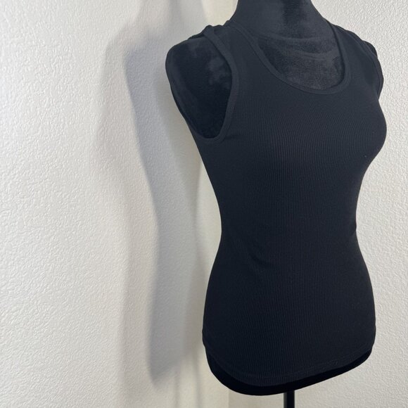 Y2K Element Womens Black Ribbed Tank Top - Fitted Sleeveless Design‎ - Picture 3 of 10